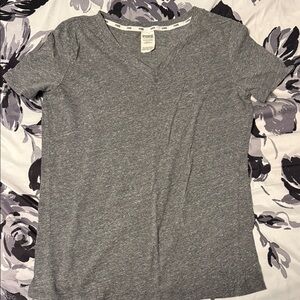 PINK Victoria's Secret Heather Gray V-Neck Short Sleeve Tee